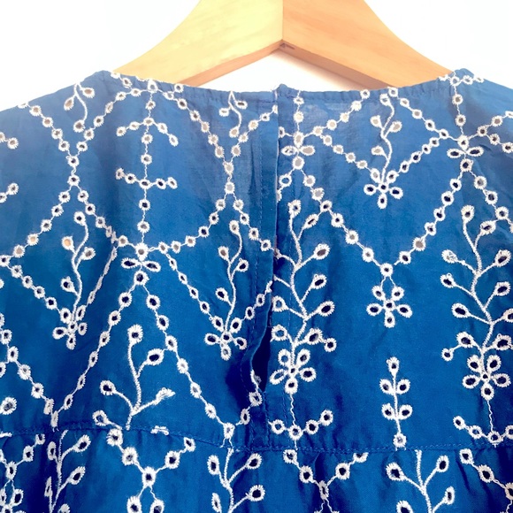 Zara Sz M embroidered blue Scalloped Shirt Top - Picture 10 of 15